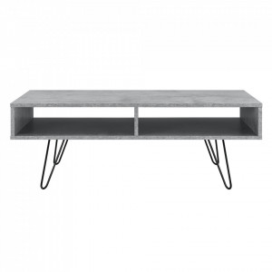 Masuta cafea moderna sufragerie Model 4 - cu 2 compartimente depozitare, MDF,100cm x 60cm x 35cm - efect beton - P55319527