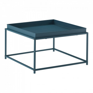 Masuta cafea Teltow DB, 36 x 59 x 59 cm, metal, rezistent la zgarieturi, albastru turcoaz mat, blat detasabil - P71742613