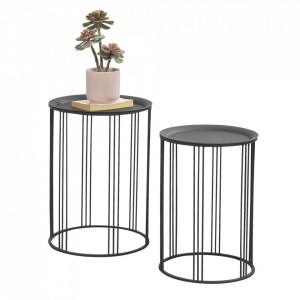 Masute living, set 2 buc masuri diferite, negru - P65862390