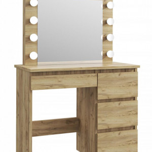 MBMTAR2 - Set Masa toaleta, 94 cm cosmetica machiaj oglinda masuta vanity, oglinda cu LED-uri - Culoare Stejar