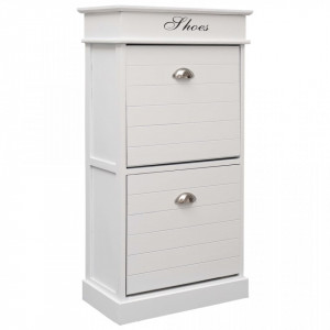 Pantofar, alb, 50 x 28 x 98 cm, lemn de paulownia - V284089V