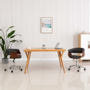 Scaun de birou pivotant, gri, lemn curbat si material textil - V3054834V