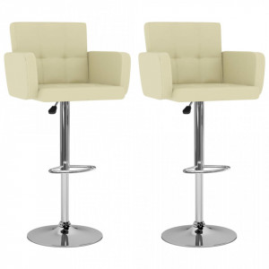 Scaune de bar, 2 buc., crem, piele ecologica - V323657V
