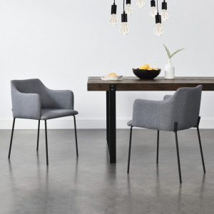 Scaune living, set 2 buc tapitate, gri inchis - P78731296