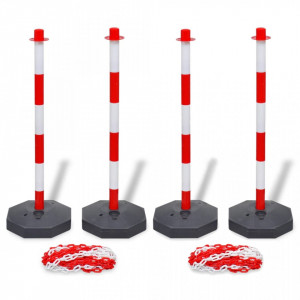 Set 4 stalpi de blocare & 2 lanturi de plastic, 10 m - V3057525V