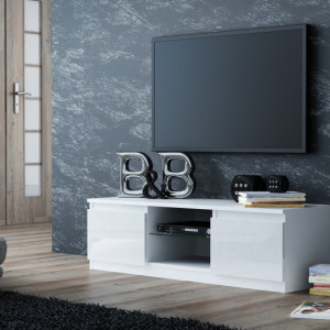 TECOTVA106 - Comoda TV 140 x 40 x 36 cm, Alb-Lucios