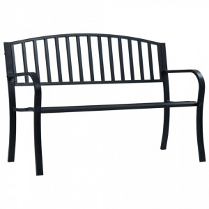 Banca de gradina, negru, 125 cm, otel - V47941V