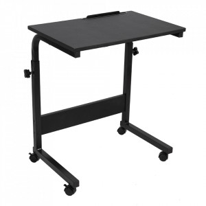 Birou, măsuţă, masă PC cu roţi, negru, 60 cm - TP297295