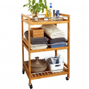 Cărucior de servire, bambus natural, 47x38x76 cm - TP277827