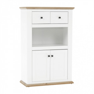 Comodă, alb și culoarea stejar, 85x40x130 cm - TP264793