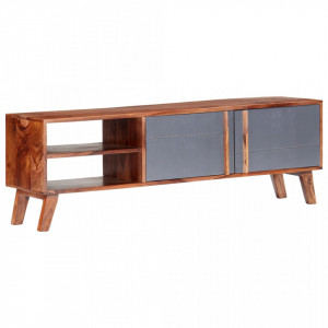 Comoda TV, gri, 140 x 30 x 45 cm, lemn masiv de sheesham - V286369V