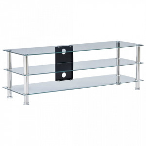 Comoda TV, transparent, 120x40x40 cm, sticla securizata - V280094V