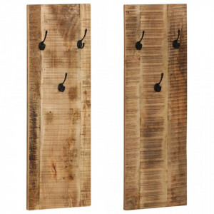 Cuier haine de perete, 2 buc., lemn masiv de mango 36x110x3 cm - V246025V