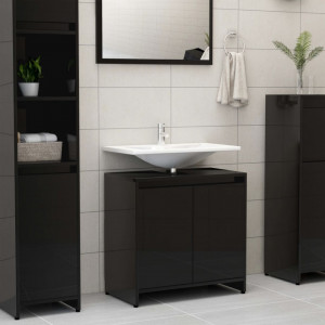 Dulap de baie, negru extralucios, 60 x 33 x 58 cm, PAL - V802649V