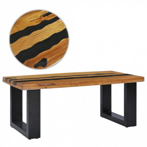 Masuta de cafea 100x50x40cm lemn masiv de tec si piatra de lava - V281645V