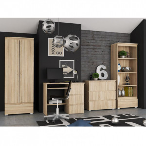 MBSB2 - Set Birou, 4 piese: masa de calculator, Dulap, Raft, Comoda office - Sonoma