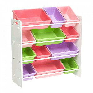 Organizator / raft pentru jucării, alb și multicolor - TP299191