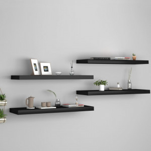 Rafturi de perete, 4 buc., negru, 80 x 23,5 x 3,8 cm, MDF - V323837V