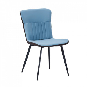 Scaun de luat masa, piele ecologică, albastru / maro - TP297866