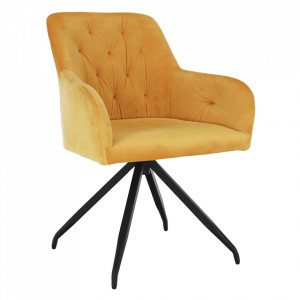 Scaun pivotant, ţesătură de catifea muştar/ negru - TP282997
