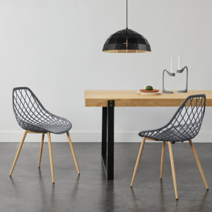 Scaune design, set 2 buc, gri - P67263867