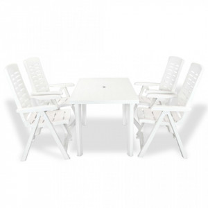 Set mobilier de exterior, 5 piese, alb, plastic - V275074V