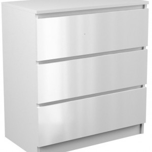 TECOA109 - Comoda 70 x 40 x 77 cm, Alb-Lucios