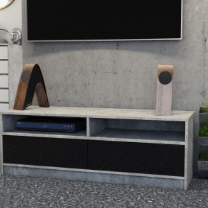 TECTV10 - Comoda TV 120 cm, living - Beton-Alb, Beton-Negru