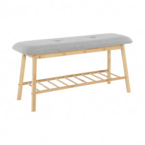 Bancă, băncuţă bambus maro si gri, 90 cm - TP227805