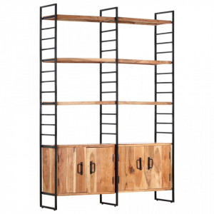 Biblioteca cu 4 rafturi, 124 x 30 x 180 cm, lemn masiv de acacia - V284416V
