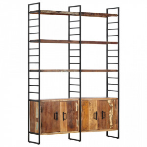 Biblioteca cu 4 rafturi, 124 x 30 x 180 cm, lemn masiv reciclat - V284415V