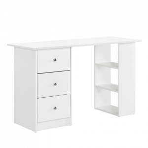 Birou cu 3 sertare si 3 rafturi alb - P56817820