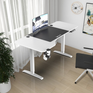 Birou inaltime reglabila, 160x60x118 cm, alb/negru - P79660578