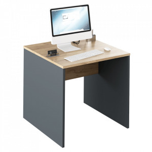 Birou, măsuţă, masă PC, gri şi stejar, 80 cm - TP281245