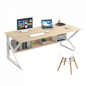 Birou, măsuţă, masă PC, maro si alb, 140 cm - TP277519