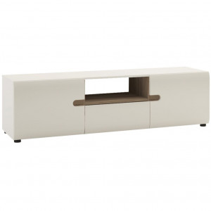 Comodă TV 164x45,5x42 cm, alb strălucitor și sonoma închis - TP22379