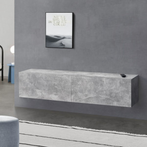 Comoda TV montabila pe perete, 140 cm, efect beton - P71488082