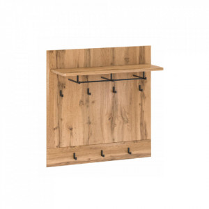 Cuier de perete, panel cu raft, stejar, 100x32,5x100 cm - TP303809