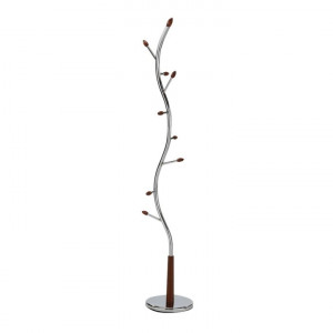 Cuier de podea, tip pom, crom și maro, 30x30x182 cm - TP215844