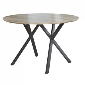 Masă de sufragerie, culoarea stejar gri / negru, diametru 100 cm - TP297845