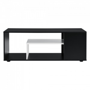 Masuta cafea Osby, 41 x 110 x 50 cm, PAL cu invelis melamina, negru/alb cu 1 raft incorporat - P73161287