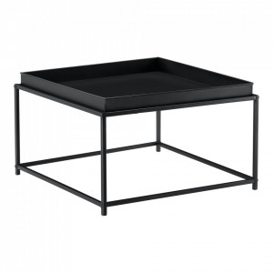 Masuta cafea Teltow S, 36 x 59 x 59 cm, metal, rezistent la zgarieturi, negru mat, blat detasabil - P71742612