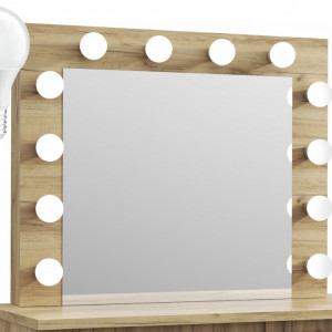 MBMTAR2 - Set Masa toaleta, 94 cm cosmetica machiaj oglinda masuta vanity, oglinda cu LED-uri - Culoare Stejar