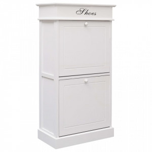 Pantofar, alb, 50x28x98 cm, lemn de paulownia - V284091V