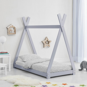 Pat copii, 148,5x76x138 cm, gri deschis - P67263871