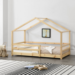 Pat copii casuta 70x140 cm, culoarea lemnului - P68722866
