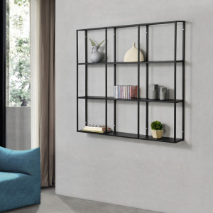Raft de perete, 100 x 18 x 110 cm, metal, negru - P77394823