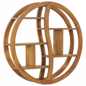 Raft de perete Yin Yang, 80 x 17,5 x 80 cm, lemn masiv de tec - V320771V