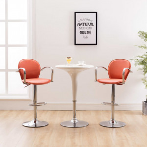 Scaun de bar cu brate, portocaliu, piele ecologica - V249697V