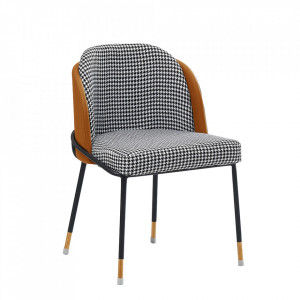Scaun de luat masa, model alb-negru / piele ecologică camel - TP297860